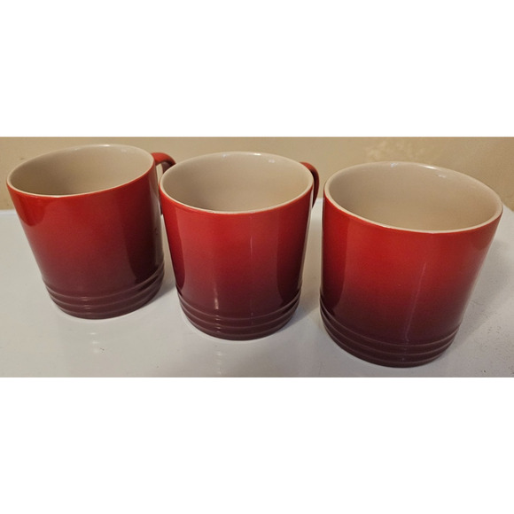 NWT Set Of 3 Le Creuset Stoneware 12oz/350ml Second Choix Coffee Mugs Cerise Red - Picture 2 of 4